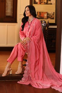 UAE -3PC Embroidered Lawn Unstitched Suit with Embroidered Chiffon Dupatta PM-42023