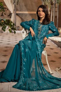 UAE -3PC Embroidered Lawn Unstitched Suit with Embroidered Chiffon Dupatta PM-42026