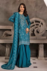 UAE -3PC Embroidered Lawn Unstitched Suit with Embroidered Chiffon Dupatta PM-42026