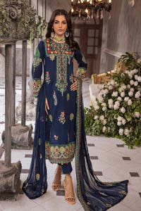UAE -3PC Zari Embroidered Lawn Unstitched Suit with Zari Embroidered Chiffon Dupatta PM-42028