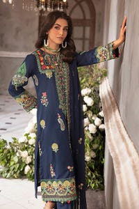 UAE -3PC Zari Embroidered Lawn Unstitched Suit with Zari Embroidered Chiffon Dupatta PM-42028