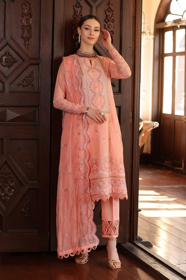 UAE -3PC Embroidered Lawn Unstitched Suit with Embroidered Chiffon Dupatta PM-42029