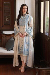 UAE -3PC Embroidered Dobby Unstitched Suit with Embroidered Cotton Net Dupatta PM-42030