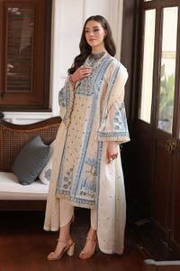 UAE -3PC Embroidered Dobby Unstitched Suit with Embroidered Cotton Net Dupatta PM-42030