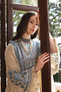 UAE -3PC Embroidered Dobby Unstitched Suit with Embroidered Cotton Net Dupatta PM-42030