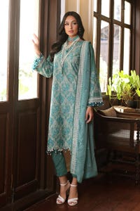 UAE -3PC Embroidered Lawn Unstitched Suit with Embroidered Chiffon Dupatta PM-42036