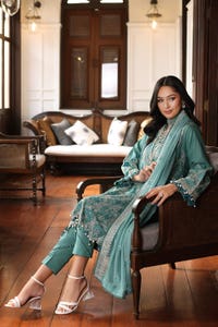 UAE -3PC Embroidered Lawn Unstitched Suit with Embroidered Chiffon Dupatta PM-42036