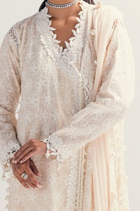 UAE -3 Piece Unstitched Schiffli Embroidered Lawn Suit with Embroidered Chiffon Dupatta PM-52046