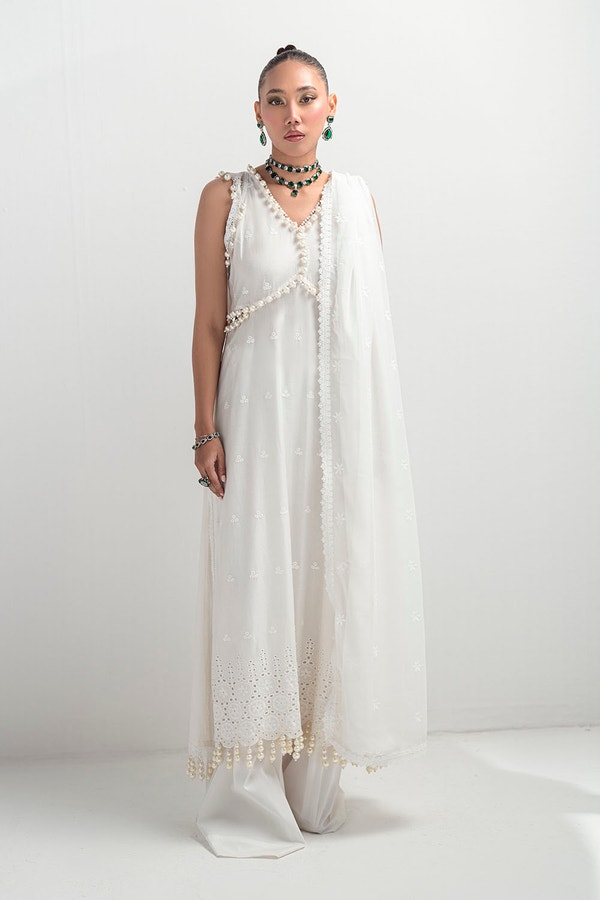 UAE -3 Piece Unstitched Schiffli Embroidered Lawn Suit with Schiffli Embroidered Chiffon Dupatta PM-52053