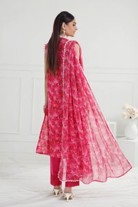 UAE -3 Piece Unstitched Embroidered Printed Lawn Suit with Embroidered Printed Chiffon Dupatta PR-52004