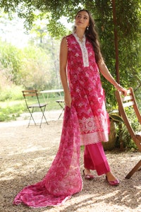 UAE -3 Piece Unstitched Embroidered Printed Lawn Suit with Embroidered Printed Chiffon Dupatta PR-52004