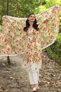 UAE -3 Piece Unstitched Embroidered Printed Lawn Suit with Printed Chiffon Dupatta PR-52006