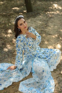 UAE -3 Piece Unstitched Embroidered Printed Lawn Suit with Printed Chiffon Dupatta PR-52010