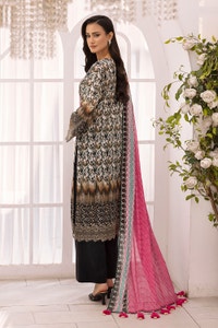UAE -3 Piece Unstitched Embroidered Printed Lawn Suit with Printed Lawn Dupatta CL-52314