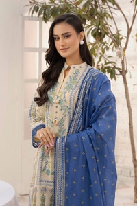 UAE -3 Piece Unstitched Embroidered Printed Lawn Suit with Printed Lawn Dupatta CL-52326