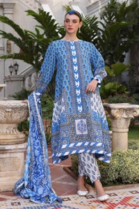 UAE -3 Piece Unstitched Printed Lawn Suit with Printed Lawn Dupatta CL-52506