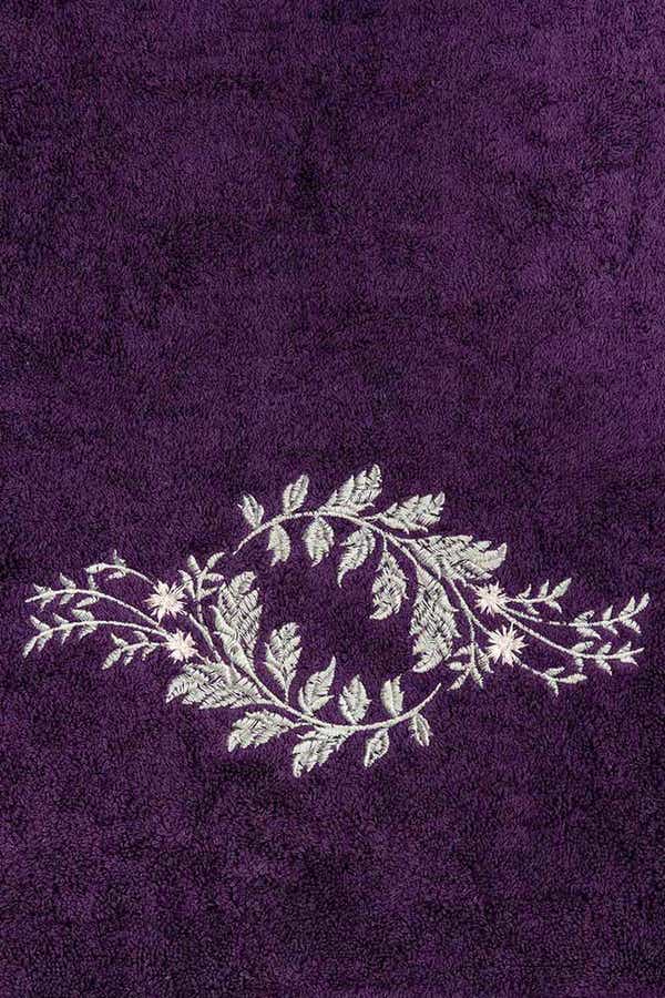UAE -Purple 3 Pc Combed Embroidered Towel Set