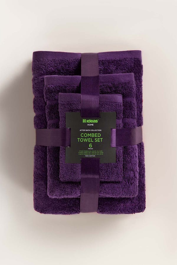 UAE -Purple Combed Towel 6 Pc Set