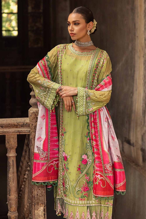 UAE -3PC Embroidered Chiffon Unstitched Suit with Digital Printed Paper Cotton Dupatta FE-32032