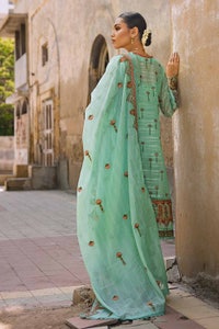 UAE -3PC Embroidered Digital Printed Paper Cotton Sequins Unstitched Suit with Embroidered Stripe Cotton Silk Dupatta FE-32028
