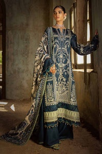 UAE -3PC Sequins Embroidered Khaddi Net Unstitched Suit with Digital Printed Tissue Silk Dupatta with Embroidered Lace FE-32056