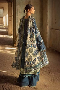 UAE -3PC Sequins Embroidered Khaddi Net Unstitched Suit with Digital Printed Tissue Silk Dupatta with Embroidered Lace FE-32056