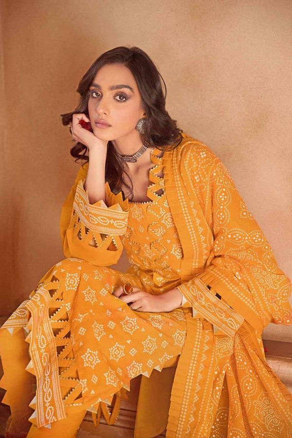 UAE -3PC Embroidered Chunri Lawn Unstitched Suit CL-32161
