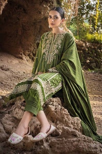 UAE -3PC Embroidered Khaddar Unstitched Suit with Pashmina Shawl AP-32081