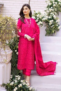 UAE -3PC Silver Foil Lawn Embroidered Unstitched Suit with Zari and Sequins Dupatta CK-32001