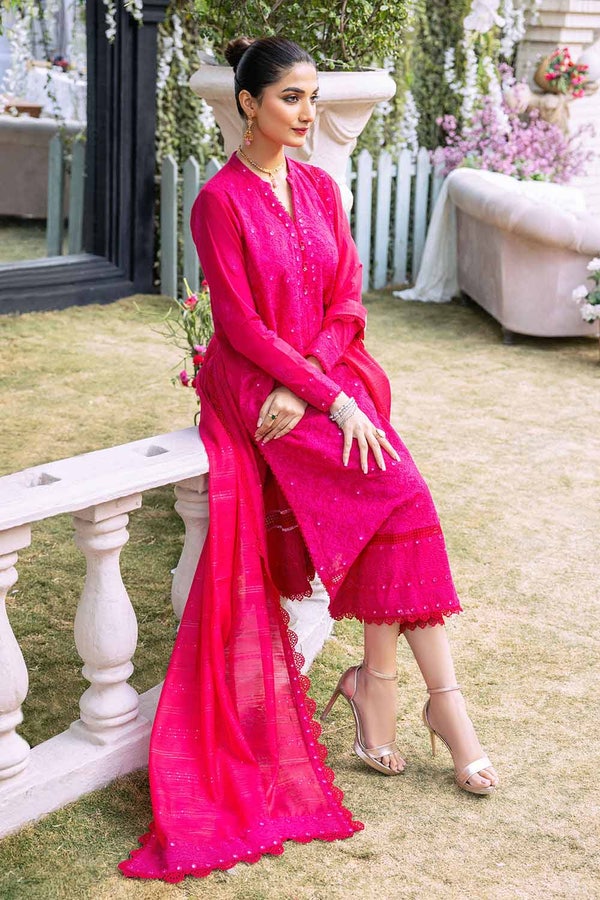 UAE -3PC Silver Foil Lawn Embroidered Unstitched Suit with Zari and Sequins Dupatta CK-32001