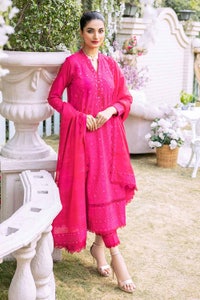 UAE -3PC Silver Foil Lawn Embroidered Unstitched Suit with Zari and Sequins Dupatta CK-32001