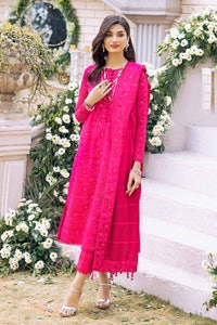 UAE -3PC Silver Foil Lawn Embroidered Unstitched Suit with Zari and Sequins Dupatta CK-32001
