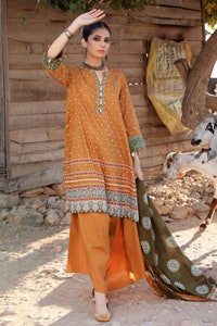 UAE -3PC Embroidered Lawn Unstitched Suit With Denting Lawn Dupatta DN-32092 B