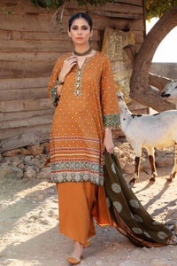 UAE -3PC Embroidered Lawn Unstitched Suit With Denting Lawn Dupatta DN-32092 B