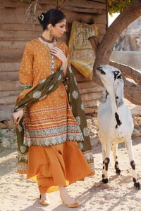 UAE -3PC Embroidered Lawn Unstitched Suit With Denting Lawn Dupatta DN-32092 B