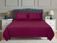 UAE -Red Bud Stripe Satin T-250 Bed Sheet Set