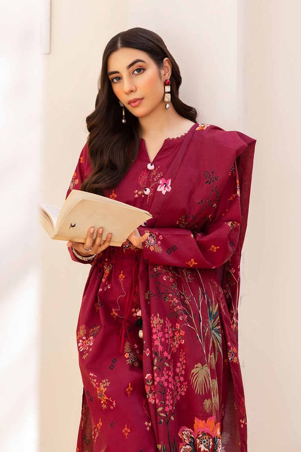 UAE -3PC Printed Cambric Unstitched Suit with Lawn Dupatta CBN-32020