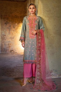 UAE -3PC Sequins Embroidered Khaddi Net Unstitched Suit with Sequins Embroidered Net Dupatta FE-32055