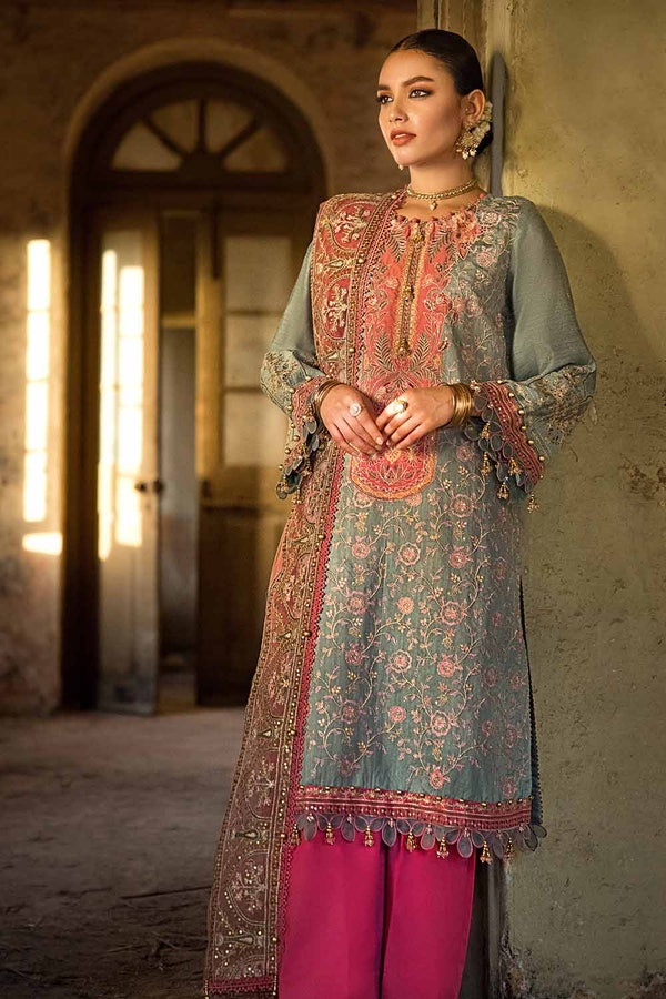 UAE -3PC Sequins Embroidered Khaddi Net Unstitched Suit with Sequins Embroidered Net Dupatta FE-32055