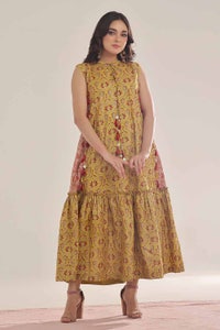 UAE -Unstitched Gold Printed Lawn Shirt SL-42038 B