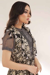 UAE -Unstitched Gold Printed Lawn Shirt SL-42039 B