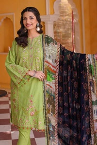 UAE -3PC Embroidered Lawn Unstitched Suit with Tissue Silk Dupatta SSM-32012