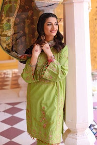 UAE -3PC Embroidered Lawn Unstitched Suit with Tissue Silk Dupatta SSM-32012