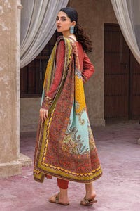 UAE -3PC Embroidered Khaddar Unstitched Suit with Embroidered Neckline on Organza K-32026