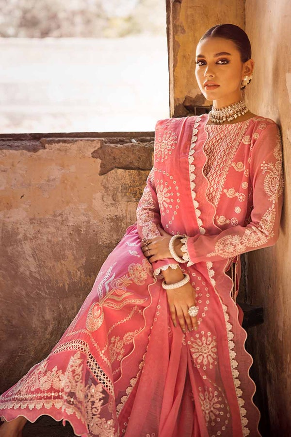 UAE -3PC Foil Embroidered Paper Cotton Unstitched Suit with Foil Embroidered Paper Cotton Dupatta FE-32086