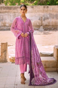 UAE -3PC Embroidered Chiffon Unstitched Suit with Digital Printed Paper Cotton Dupatta FE-32022