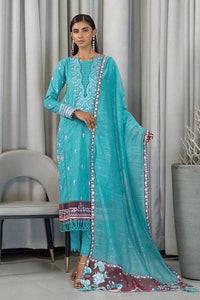 UAE -3PC Embroidered Glitter Printed Cambric Unstitched Suit with Sequins Dupatta PM-32073