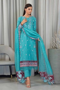 UAE -3PC Embroidered Glitter Printed Cambric Unstitched Suit with Sequins Dupatta PM-32073