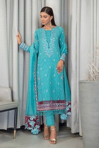 UAE -3PC Embroidered Glitter Printed Cambric Unstitched Suit with Sequins Dupatta PM-32073