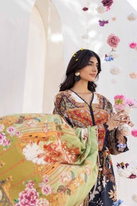 UAE -3PC Printed Cambric Unstitched Suit with Lawn Dupatta CBN-32016